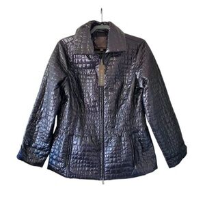 Spanner Metallic Gunmetal Quilted Zip-Up Jacket Size L